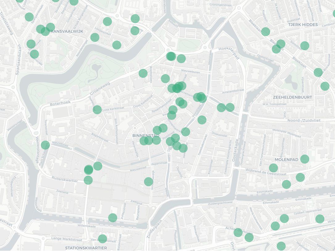 Overzicht van onteigende panden in Leeuwarden.